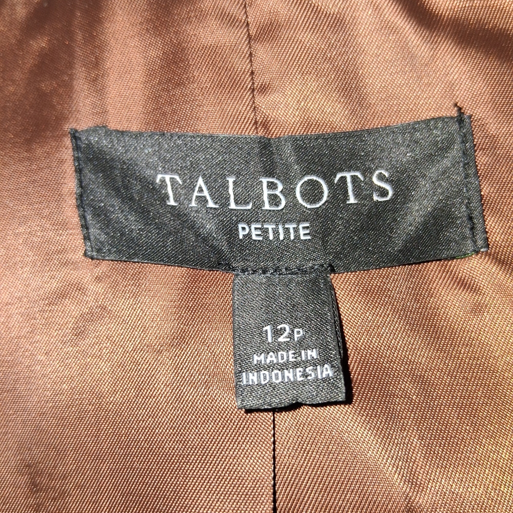 Talbots Brown Blazer with Gold Button Accents Size 12p 40% Wool - Picture 3 of 17